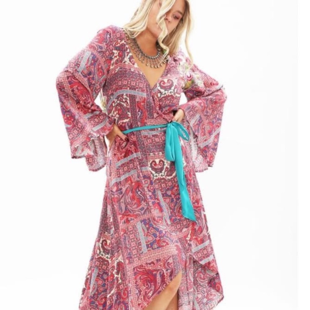 Arrata Silent Journey Bohemian Paisley Maxi Dress Size Large